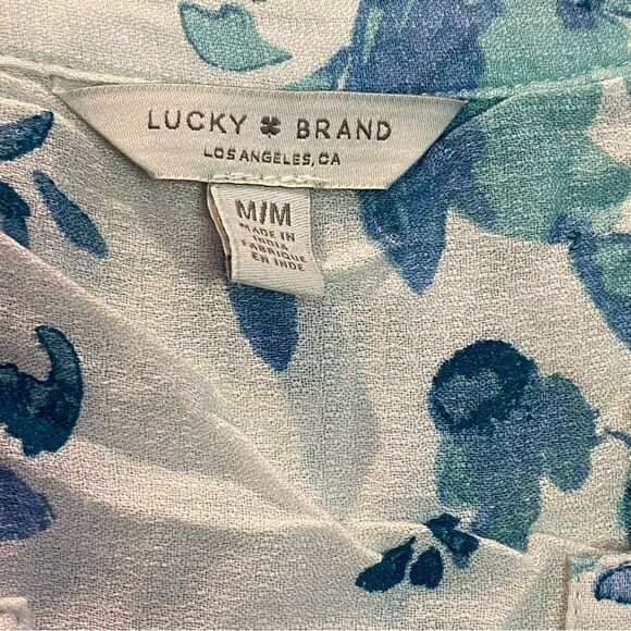 Lucky Brand Boho Split Neck Tunic Blouse Medium - Picture 3 of 8